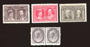 Lot of 5 - Canada stamps - Sc #96, 98, 100 and 74 (Pair) - MNG - Picture 1 of 1