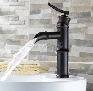 Oil Rubbed Bronze Bamboo Bathroom Basin Sink Faucet Single Handle Mixer Tap - Picture 1 of 7