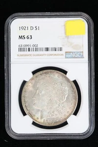 1921-D Morgan Dollar NGC MS63 3X5F - Picture 1 of 4