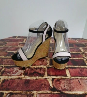 LILIANA 5,5» на танкетке каблуки Summer розовый черный туфли женский размер 8 повседневный o - Изображение 1 из 4