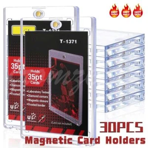 30 Pack Magnetic Trading Sports Card Holders 35pt One-Touch Hard UV Protection - Picture 1 of 21