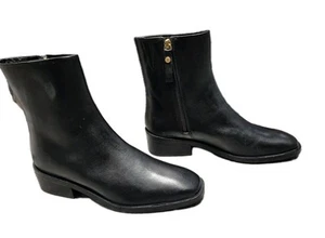 John Lewis LEATHER Ankle Boots UK 4 / 37 Patsey Black Chelsea Zip Up Low Heel - Picture 1 of 10