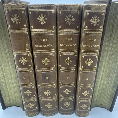 "The Decameron Vol. I-IV" 1902 Giovanni Boccaccio- Very Rare!!!- Leather-AC137 - Image 1 of 4