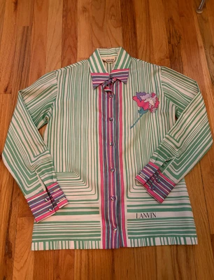 Vintage Lanvin Stiped abotonada, para mujer talla 8 Foto 1 de 4