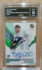 2024 Topps Pristine, Bryan Woo Auto, Green Refractor #PA-BW, #116/150 GMA 10 - Picture 1 of 2