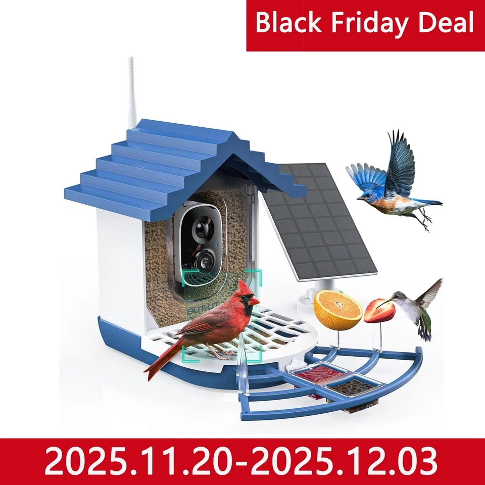 Alimentador de Pájaros 2K con Cámara, Alimentador Solar Recargable,Cámara Inteligente para Exterior Foto 1 de 4