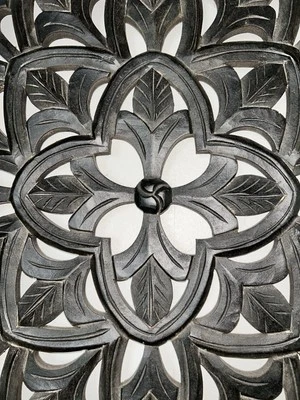 Hand Carved 20” Arabesque Art Decor Solid Wood - Image 1 of 4