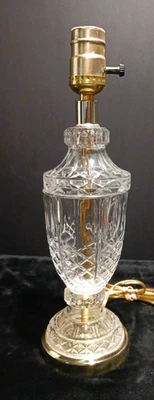 "Bases de lámpara de mesa vintage de vidrio cortado y latón de 13 1/2"" de alto 4"" de ancho para dormitorio salón" Foto 1 de 4