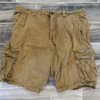 American Eagle Longboard Cargo Shorts Mens 40 Tan Ripstop Distressed Cotton - Image 1 of 4