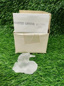 1992 PG Frosted Art Glass Figurine Mythical Unicorn Horse Hand Crafted Taiwan - Picture 1 of 5