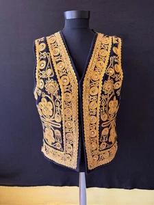 Vintage 1970 Afghan velvet vest - Mirror embroidered vest - Picture 1 of 10