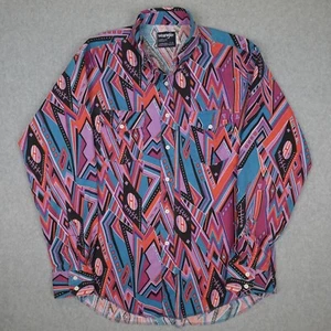Vintage Wrangler Shirt Mens 17-36 Cowboy Western X Long Tail Brushpopper Native - Picture 1 of 12