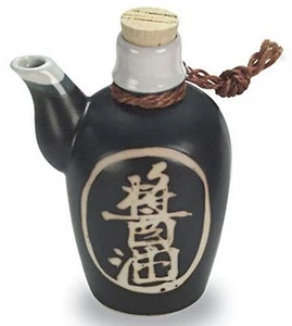 Black Color Japanese Porcelain Soy Sauce Dispenser Bottle Jar S-2655 - Picture 1 of 1