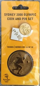 Olympische Spiele 2000 Sydney 5 $ Münze und Pin Sammlung Tennis Serie #16 von 28 - Bild 1 von 2