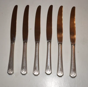 6 Oneida S.L. Cuchillos de cena plateados & G. H. Rogers THOR circa 1933 - Imagen 1 de 2