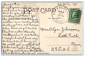 1910 Buffalo Lake Minnesota MN To Little Falls Duplex Cancel 1 Cent Postcard - Picture 1 of 2