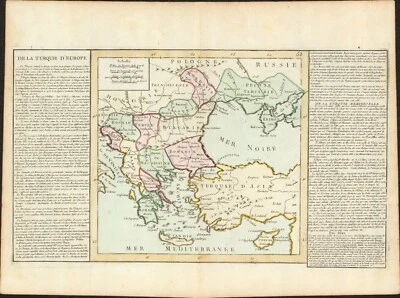 1767 土耳其在欧洲古董地图 Clouet ~ 22.8 英寸 x 17.1 英寸 - 手工着色 — 第 1/4 张图片