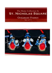St. Nicholas Square Snowman Skates  Ornament Picture Frames Set Of 3 NEW 028111 - Picture 1 of 3