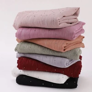 Women Hijabs Scarf Silver Wrinkled Rhinestones Headscarves Muslim Shawls Wraps - Imagen 1 de 28