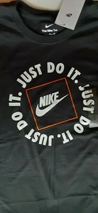 AUTHENTIC NIKE JDI BLACK/WHITE/ORANGE T SHIRT DO1516-010 DR0979-010 - Picture 1 of 2