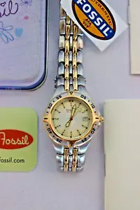 NEW Fossil Gold Silver Tone PR 5201 Womens Wrist Watch Stainless Steel Sport - Picture 1 of 20