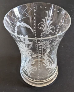 Antique Hawkes Etched Crystal Glass Tumbler "Love Bird" Pattern - Picture 1 of 6