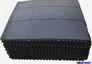Rubber Gym Mat Floor Tiles | Heavy Duty 16mm Thick Interlocking 900mm Free POST - Picture 1 of 3