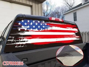 American Flag Pick Up Truck SUV Rear Back Window Graphics Decal Wrap Tint #36 - Imagen 1 de 7