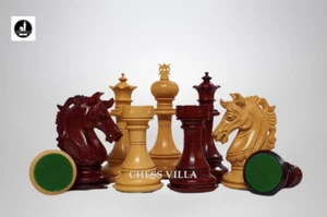Set solo pezzi scacchi Staunton di lusso Prestige 4,4" - legno di budrose triplo peso - Foto 1 di 5