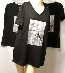 Lot of 3 Danskin Now Womens Black V-Neck T Shirts XL (16-18) "Mind Over Matter" - Picture 1 of 11