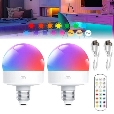 2x LED Rechargeable Light Bulbs E27 Battery Operated Light Bulb Wireless Light - Image 1 of 4