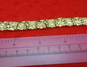 14 KT GOLD PLATED NUGGET BRACELET 7,8,or9 INCH 1/2 inch WIDE USA SELLER N-100 - Picture 1 of 1