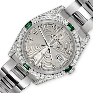 Rolex Datejust Grey Concentric Dial 36mm 2.5ct Diamond Bezel 116200 Steel Watch - Picture 1 of 7