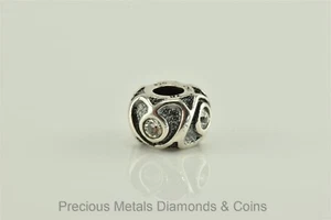 Charmed Memories Sterling Silver Crystal Heart Slider European Charm Italy 925 - Picture 1 of 4