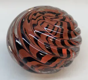 Pisapapeles Naranja y Negro Spiral Twist Studio Vidrio Artístico FIRMADO Glenn ZIEMKE - Imagen 1 de 6
