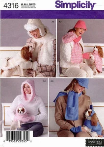 Simplicity Misses' Hat and Dog Clothes Pattern 4316 S,M,L UNCUT - Picture 1 of 2