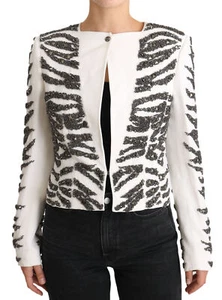 John Richmond Jacke weiß Rayon Perlen verziert Mantel IT38/US4/XS UVP $ 7000 - Bild 1 von 12