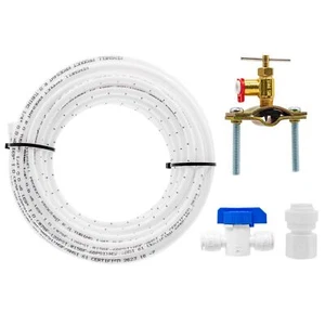Kit de línea de agua para hacer hielo 1/4" OD QC válvula de aguja, adaptador, válvula de bola, tubo de 25 pies - Imagen 1 de 7