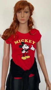 Mickey Mouse Disney Women’s (Junior) Red Tee T Shirt NWT - Picture 1 of 7