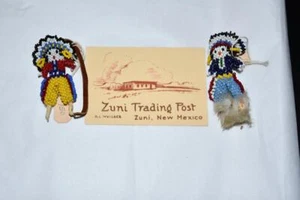 Zuni Trading Post Card Native American Zuni Beaded Chiefs – Set of 2 Figures - Picture 1 of 5