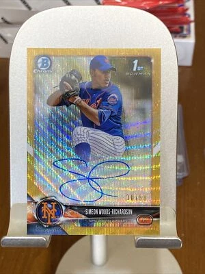 /50 Gold Wave 2018 Bowman Chrome Refractor Simeon Woods-Richardson RC AUTO - Image 1 of 3