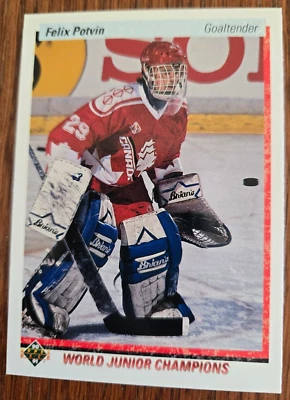 1990-91 Upper Deck Felix Potvin Rookie Card RC #458 Team Canada Mint - Image 1 of 2