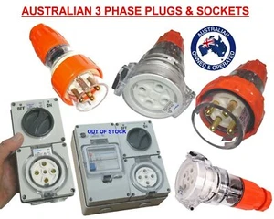 32 AMP 3 Phase Plugs Sockets Combo RCD Switches 32A 4 Pin SAA Approved - Picture 1 of 18