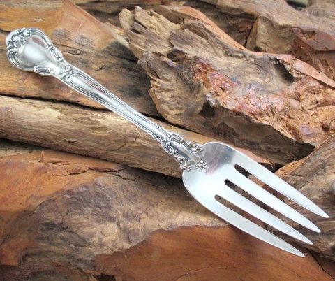 Vintage Gorham Chantilly Sterling Silver Serving Fork Large 8 1/2" Antique 925 Cover