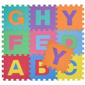 TAPPETO PUZZLE PER BAMBINI 10PZ GIOCO TAPPETINO MORBIDO LETTERE ALFABETO GOMMA - Foto 1 di 7