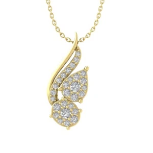 14K Yellow Gold Diamond Unique Pendant with Silver Chain 1/3ct, 18", 2.34g - Picture 1 of 5