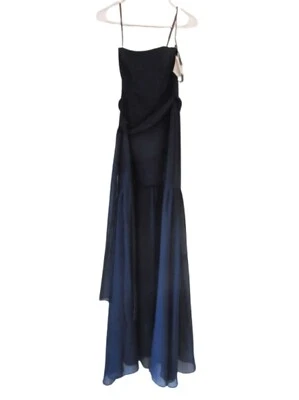 NUEVO CON ETIQUETAS, Blanco Por Vera Wang Azul Marino Sin Tirantes Gasa Superposición Talla 0 Foto 1 de 4