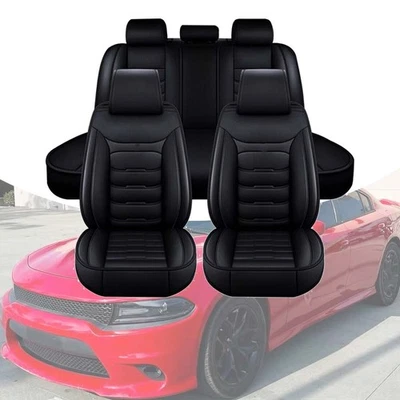 Full Set For Dodge Charger Deluxe Leather Car 5-Seat Covers Front & Rear Cushion - Image 1 of 4