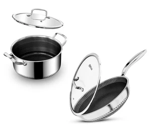 Nonstick Frying Pan and Saucepan Pan  3 Utencils induction Stainless Steel Milk - Picture 1 of 12