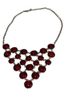 AVON COLLANA BOLLA SCINTILLANTE ROSSO Goltone SPARKLE bavaglino stile Y2K - Foto 1 di 5